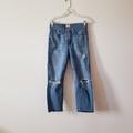 J. Crew Jeans | J. Crew Straightaway Distressed Frayed Jeans 26 | Color: Blue/White | Size: 26