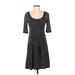 Saturday Sunday Casual Dress - A-Line Scoop Neck 3/4 sleeves: Black Dresses - Women's Size X-Small