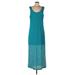 Apt. 9 Casual Dress - A-Line Scoop Neck Sleeveless: Teal Color Block Dresses - Women's Size Large