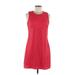 Calvin Klein Casual Dress - Shift High Neck Sleeveless: Red Solid Dresses - Women's Size 8