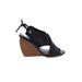 Rebecca Minkoff Wedges: Black Print Shoes - Women's Size 7 1/2 - Open Toe