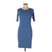 Lularoe Casual Dress - Sheath Scoop Neck Short sleeves: Blue Print Dresses - Women's Size Large