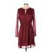 Allegra K Casual Dress Crew Neck Long sleeves: Burgundy Dresses - Women's Size Small