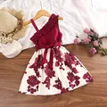 Robe patchwork imprimée croix rouge pour filles robe de vacances élégante fête d'anniversaire