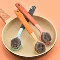 Brosse en silicone à long manche en plastique souple pour la cuisine brosse pour livres vaisselle