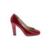 Steve Madden Heels: Slip On Chunky Heel Cocktail Party Red Solid Shoes - Women's Size 7 - Round Toe