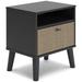 George Oliver 22 Inch Wood Nightstand, 1 Drawer, Faux Leather Knobs, White Finish Wood in Black | Wayfair 26F7992B87A64403B8F3D8240411945E