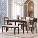 Red Barrel Studio® Classic & Traditional 6 Piece Dining Set, Includes Dining Table, 4 Chairs & Bench Wood/Upholstered in Brown | Wayfair