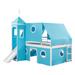 Harper Orchard Queribus Bunk Bed w/ Slide & Tent in Blue | 75 H x 90 W x 80.3 D in | Wayfair 58C5DF0FCE6C41038ECBA5FE3F0BD5A0
