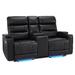 Ivy Bronx 69.7" Wide Faux Leather Home Theater Loveseat w/ Cup Holder Faux Leather in Black | 42.5 H x 69.7 W x 38.2 D in | Wayfair