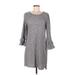 Max Studio Casual Dress - Shift Scoop Neck 3/4 sleeves: Gray Marled Dresses - Women's Size Medium