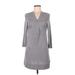 Chico's Casual Dress - Shift V Neck 3/4 sleeves: Gray Dresses - Women's Size Medium