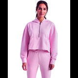 TriDri TD077 Women's Alice Half-Zip Hooded Sweatshirt in Light Pink size XS | Cotton/Polyester Blend