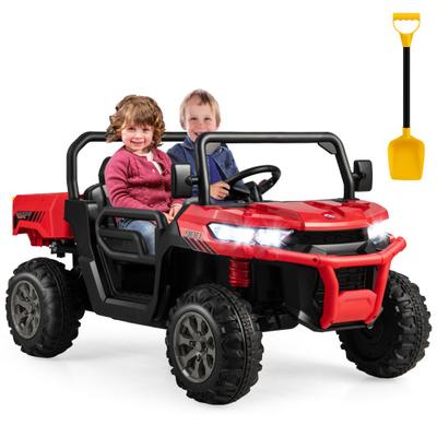 Costway 24V Ride on Dump Truck with Remote Control-Red