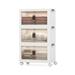 Costway 25.5/60 Gal 3-Tier Stackable Storage Boxes Bins with Magnetic Doors and Lockable Casters-S