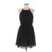 Blue Rain Casual Dress - Mini Halter Sleeveless: Black Polka Dots Dresses - Women's Size Medium