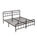 Metal Platform Bed Frame with Victorian Style Wrought Headboard,Black