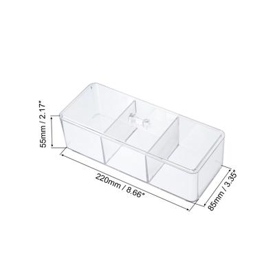 Plastic Tea Box 2pcs 3 Compartments Tea Bag Organizer Coffee Bag w Lid - Transparent