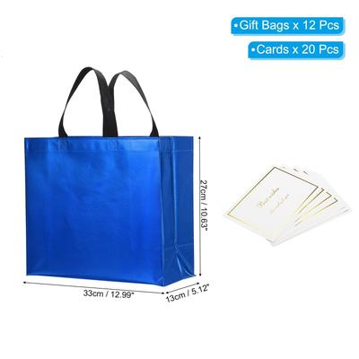 Gift Bags with Cards, 12 Set 13" Reusable Non-Woven Gift Goodie Bags - 13"x11"x5"