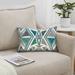 12 x 20 Modern Accent Pillow, Soft Cotton Cover With Filler, Geometric Design, Teal Blue, Beige, Gray - Ivory