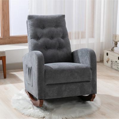 Baby Room High Back Rocking Chair Nursery Chair , Comfortable Rocker Fabric Padded Seat ,Modern High Back Armchair