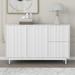 Wave Pattern Accent Storage Cabinet with 2 Doors and 2 Drawers, Modern Buffet Cabinet Sideboard with Adjustable Shelves for Home