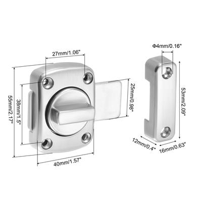 Rotate Bolt Latch, Door Lock Gate Latches Nail-free, 1Pcs