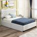 Upholstered Bed Frame with 4 Storage Drawers, Full/Queen Size PU Leather Platform Bed with Button Tufted Headboard for Bedroom