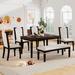 6-Piece Kitchen Dining Table Set, 62.7" Rectangular Table and 4 High-Back Tufted Chairs & 1 Bench for Dining Room and Kitchen