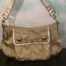 Coach Bags | Coach Signature Poppy Sateen Leather Handle Bag Tan Gold Metallic 13833 | Color: Gold | Size: Os