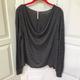 Free People Tops | Free People Gray Drape Neck Top W/ Sparkle Sz Xs | Color: Gray/Silver | Size: Xs