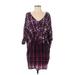 Maeve Casual Dress - Shift V Neck 3/4 sleeves: Purple Dresses - Women's Size X-Small