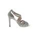 L.K. Bennett Heels: Slip-on Stiletto Glamorous Silver Shoes - Women's Size 39 - Open Toe