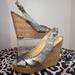 Coach Shoes | Coach "Jessy" Silver Jacquard Cork Wedges Size 6.5 | Color: Gray/Silver | Size: 6.5