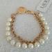 Ralph Lauren Jewelry | New Ralph Lauren Double Row Pendant Bracelet | Color: Cream/Gold | Size: 7.25"