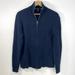 J. Crew Sweaters | J. Crew Navy Blue Ribbed Cotton Full Two-Way Zip Mock Neck Sweater Cardigan M | Color: Blue/Brown | Size: M