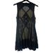 Free People Dresses | Free People One Angel Lace Mini Open Back Embroidered Dress In Black Size L | Color: Black/Cream | Size: L