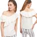 Anthropologie Tops | Anthropologie Dolan Louisa Ivory Textured Off Shoulder Ruffle Top - Xs | Color: Cream/White | Size: Xs