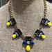 J. Crew Jewelry | J Crew Necklace Statement Piece Jeweled Brass Hardware Yellow Blue Stones | Color: Blue/Yellow | Size: Os