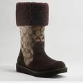 Coach Shoes | Coach Kally Signature Canvas Shearling Mid-Calf Boot 6b Chestnut Brown Vgc | Color: Brown/Tan | Size: 6