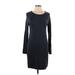 Lou & Grey Casual Dress - Sheath Scoop Neck Long sleeves: Black Print Dresses - Women's Size Medium