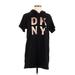 DKNY Sport Casual Dress - Shift High Neck Short sleeves: Black Print Dresses - Women's Size Medium