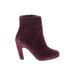 Lola Cruz Ankle Boots: Burgundy Solid Shoes - Women's Size 38 - Almond Toe