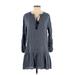 Rails Casual Dress - Mini Tie Neck 3/4 sleeves: Blue Dresses - Women's Size Small