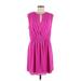 Rebecca Taylor Casual Dress - Mini Plunge Sleeveless: Pink Print Dresses - Women's Size 12