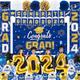 Graduation Party Decorations Blue and Gold Class of 2024 Graduation Party Supplies Include Grad Backdrop, Banner, Porch Sign, Balloons, Foil Number 2024 for Congrats Grad Party Supplies