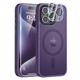 Vooii Strong Magnetic for iPhone 15 Pro Max Case, [Compatible with Magsafe] with Screen Protector and Camera Lens Protector, Slim Shockproof Matte Case for iPhone 15 Pro Max 6.7 inch - Deep Purple