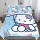 Hello Kitty Duvet Cover Set 3D Printed Bedding Cartoon Cat Quilt Cover Set 3 Pieces Soft Microfiber with Zipper Closure for Teens And Adults Comforter Cover with Pillow King（220x240cm）