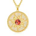 14K Gold Plate Sun Necklace For Women 925 Sterling Silver Garnet Necklace January Birthstone Sun Coin Necklace Sun Jewelry Gifts For Women Girls