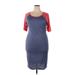 Lularoe Casual Dress - Sheath Scoop Neck Short sleeves: Blue Print Dresses - New - Women's Size 2X